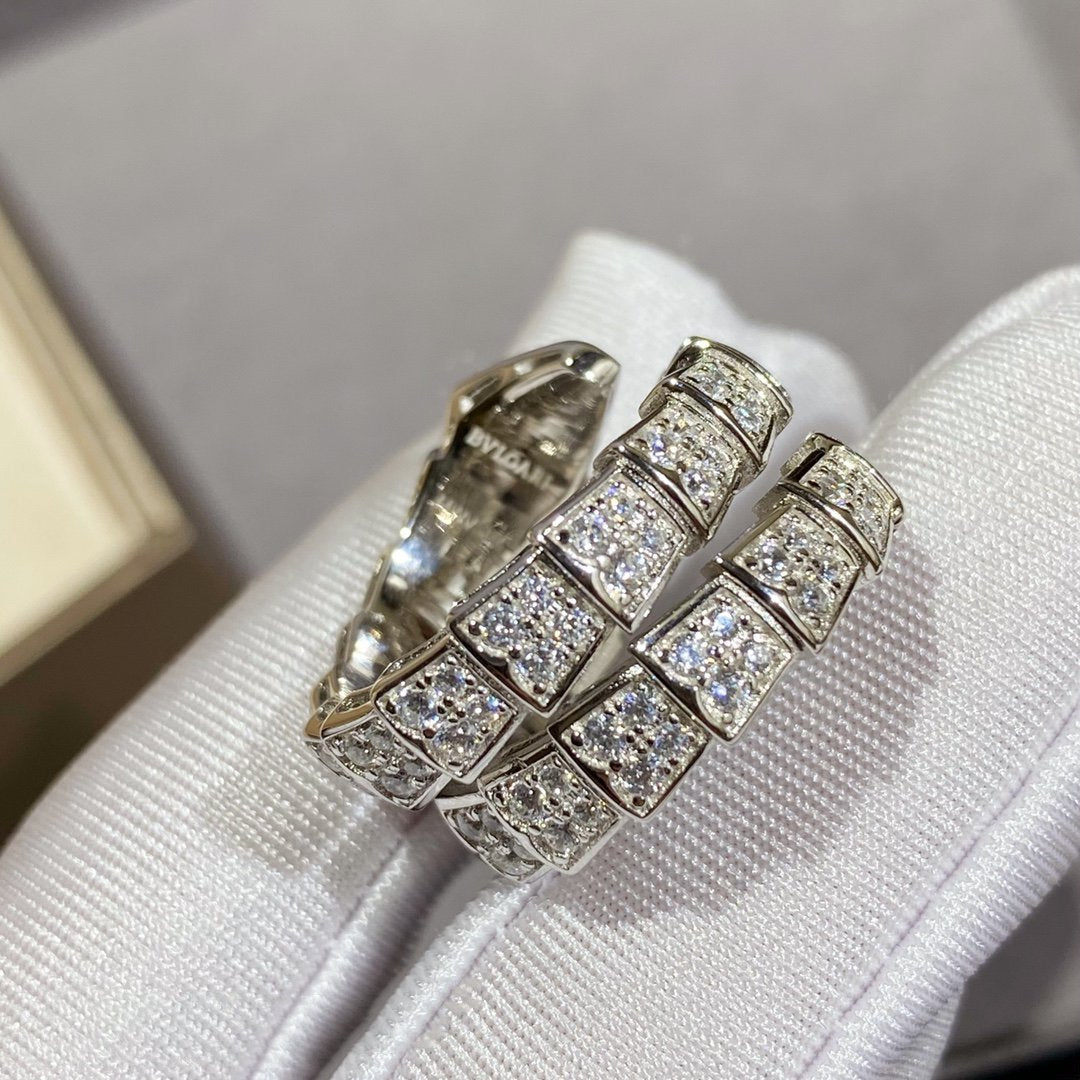 [Bloom]SERPENTI DOUBLE RING SILVER DIAMOND PAVED