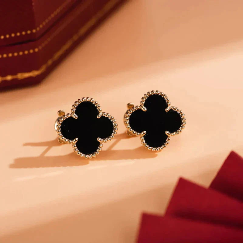 [Bloom]CLOVER MEDIUM 1 MOTIFS  ONYX STUD EARRINGS