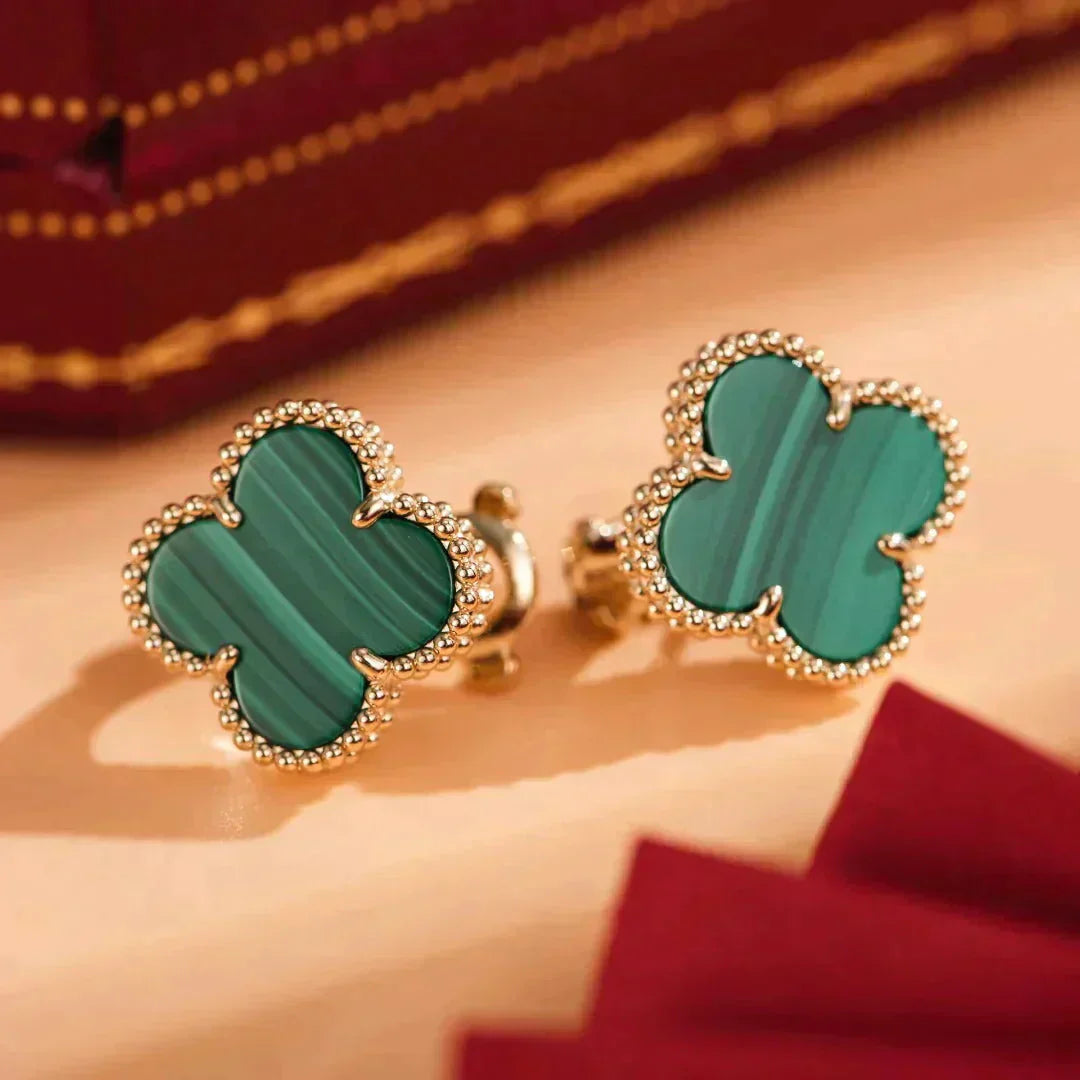 [Bloom]CLOVER MEDIUM 1 MOTIFS MALACHITE  EARRINGS