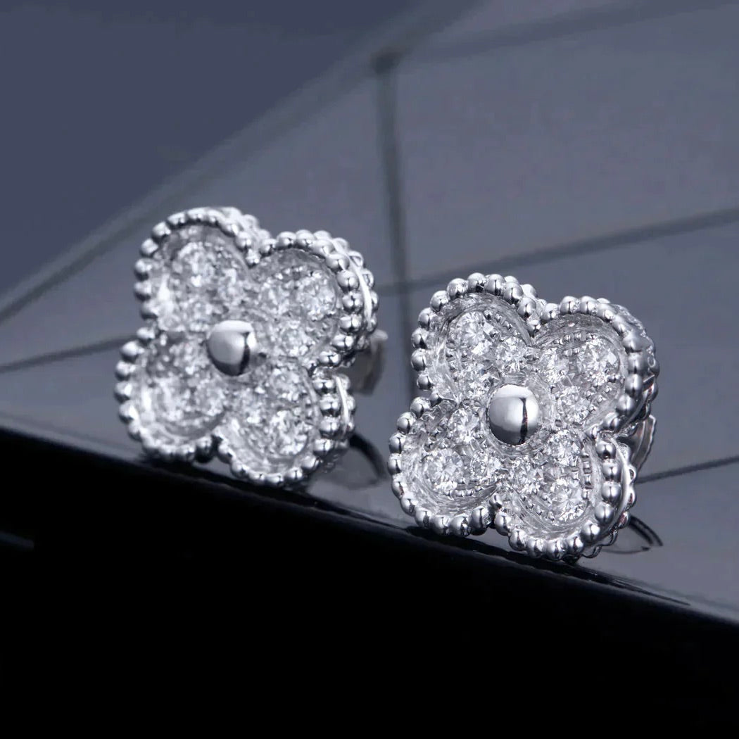 [Bloom]CLOVER 1 MOTIFS DIAMOND STUD EARRINGS SILVER