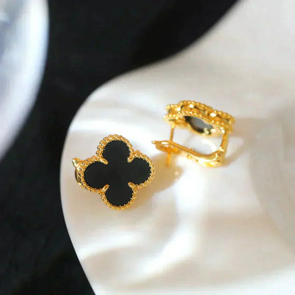 [Bloom]CLOVER MEDIUM 1 MOTIFS  ONYX STUD EARRINGS