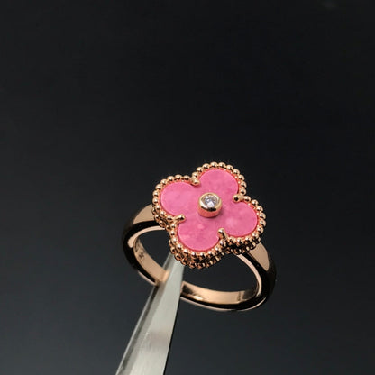 [Bloom]CLOVER RHODONITE ROSE GOLD RING