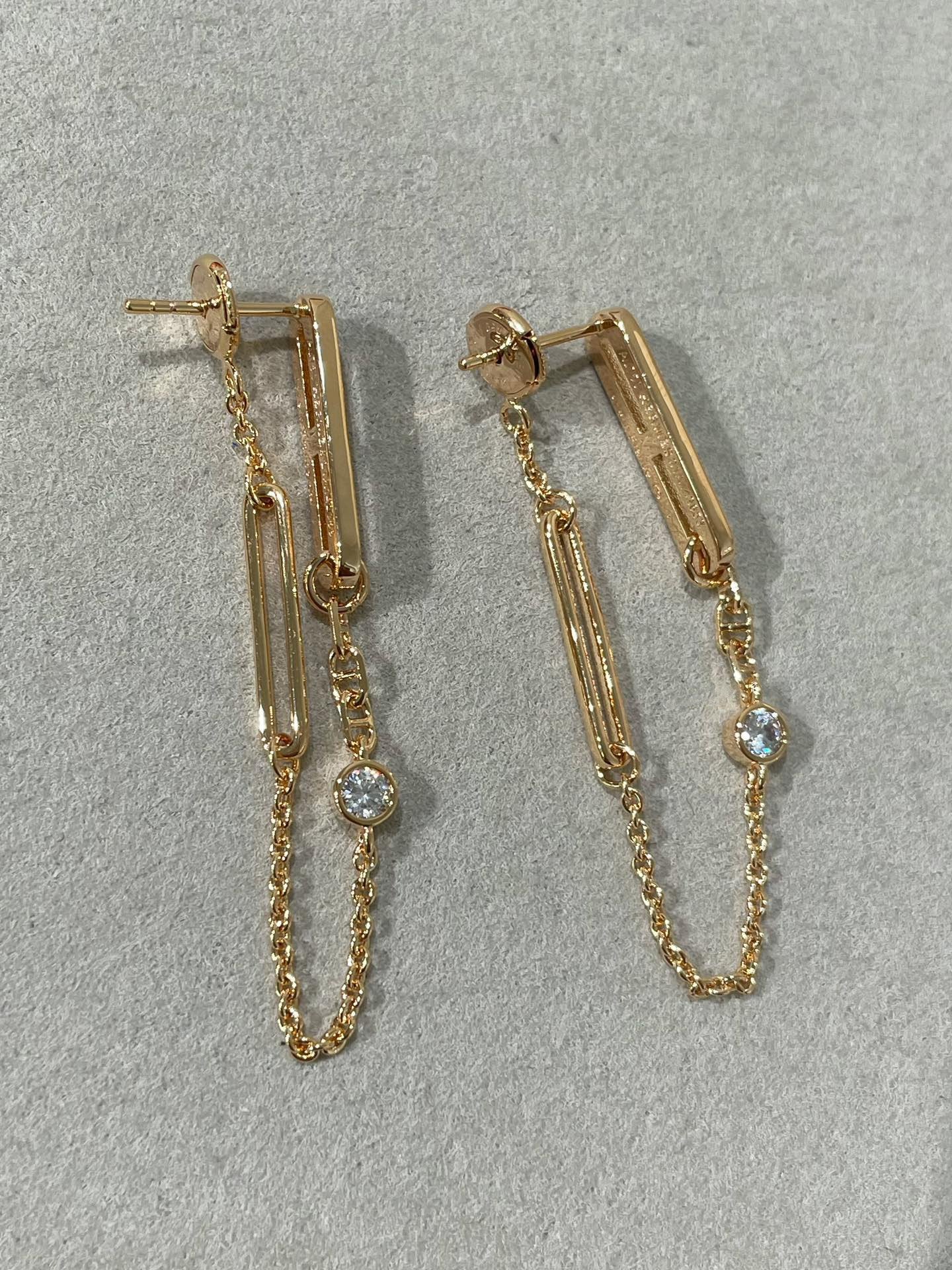 [Bloom]CHAINE CHAOS DIAMOND DROP EARRINGS