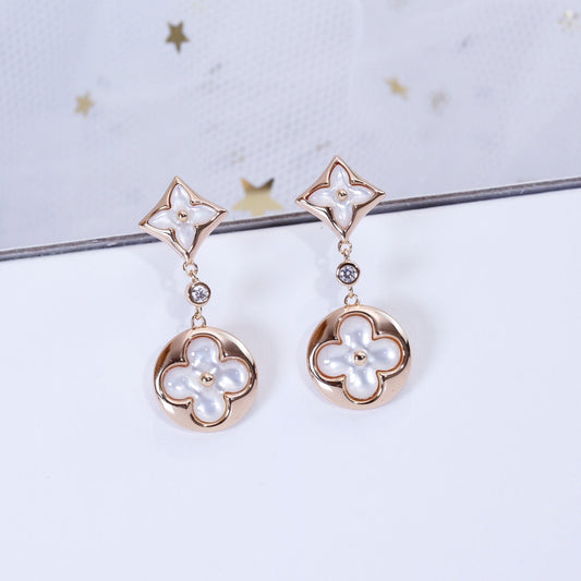 [Bloom]STAR AND SUN PINK GOLD MOP DROP EARRINGS