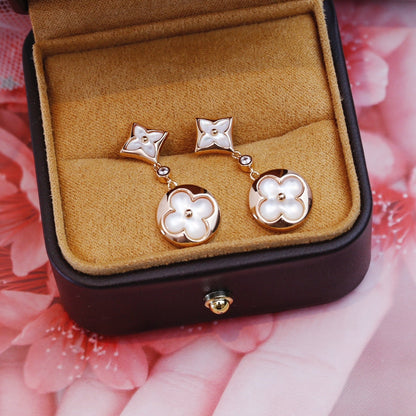 [Bloom]STAR AND SUN PINK GOLD MOP DROP EARRINGS