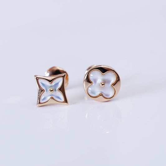 [Bloom]STAR AND SUN PINK GOLD MOP STUD EARRINGS