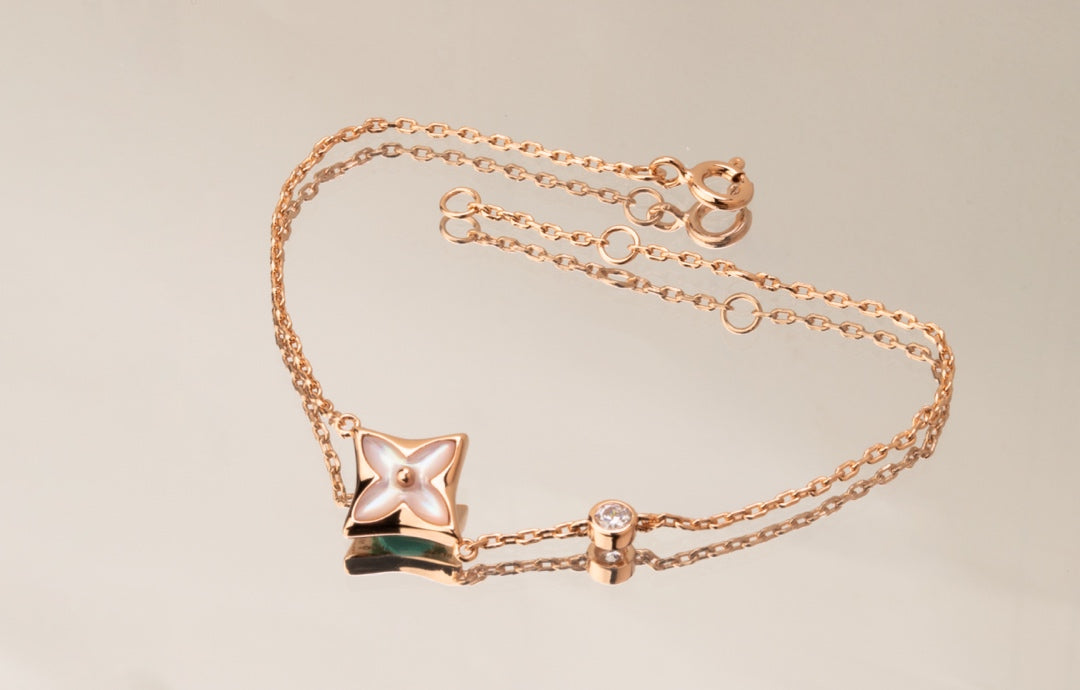 [Bloom]STAR PINK MOP 1 DIAMOND PINK GOLD NECKLACE