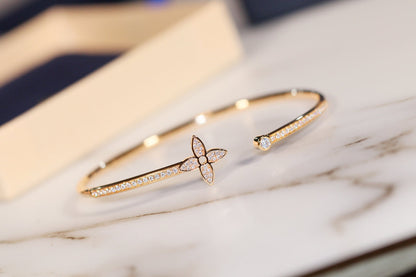 [Bloom]IDYLLE GOLD OPEN BRACELET DIAMOND PAVED