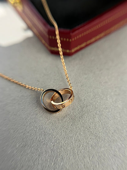 [Bloom]LOVE NECKLACE DOUBLE RING PINK GOLD