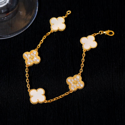 [Bloom]CLOVER BRACELET 5 MOTIF WHITE MOP DIAMOND