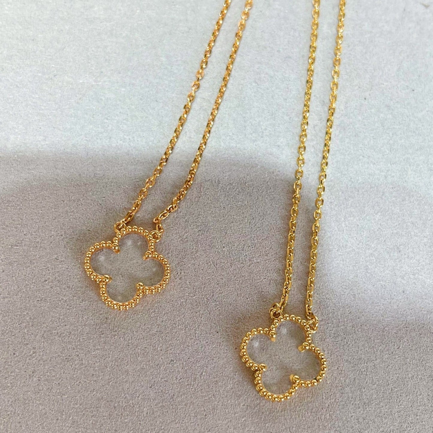 [Bloom]CLOVER ROCK CRYSTAL ROSE GOLD NECKLACE