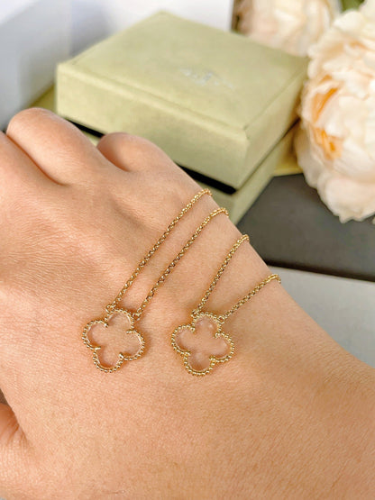 [Bloom]CLOVER ROCK CRYSTAL ROSE GOLD NECKLACE