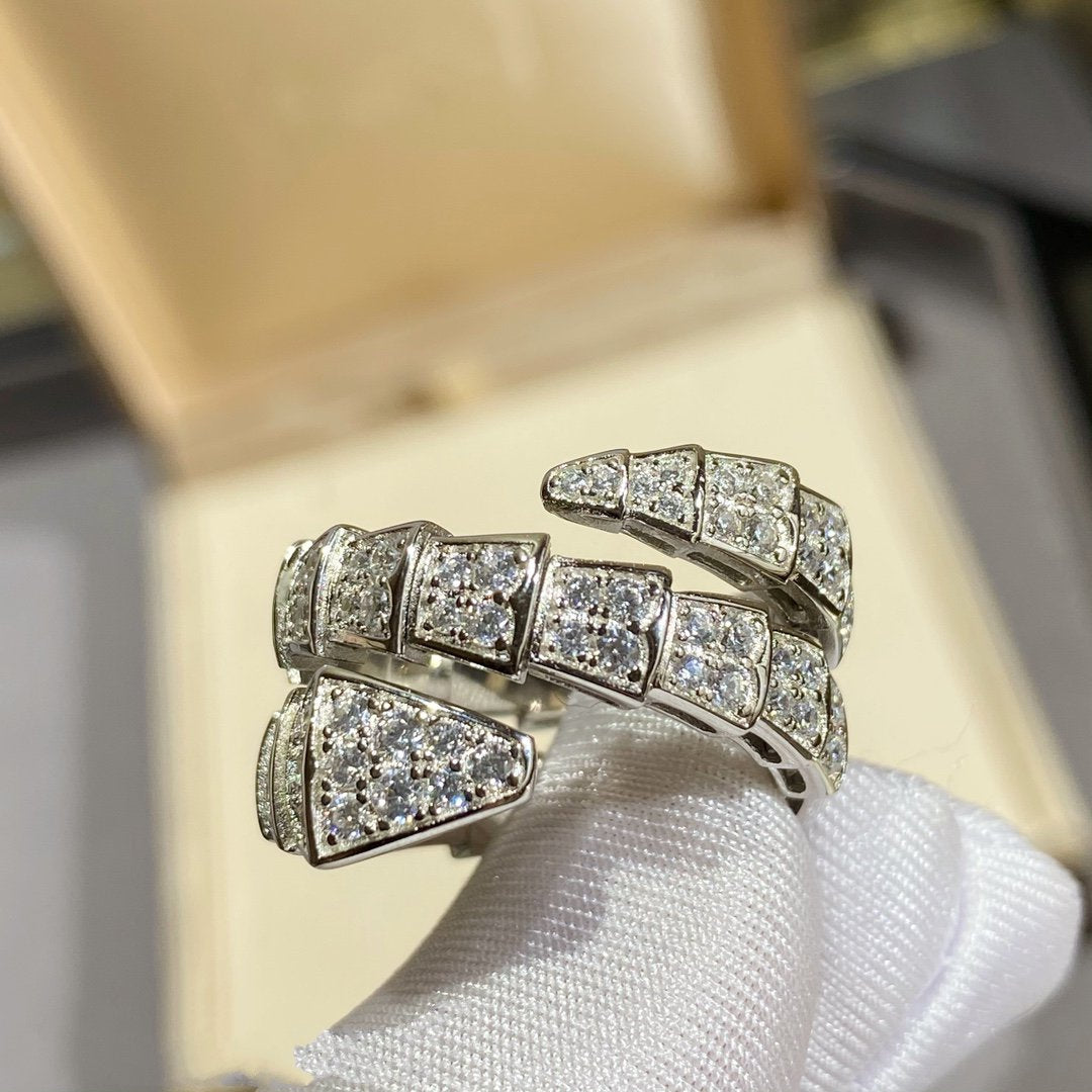 [Bloom]SERPENTI DOUBLE RING SILVER DIAMOND PAVED