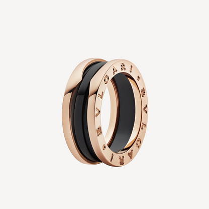 [Bloom]ZERO 1 TWO-BAND LOOPS AND BLACK CERAMIC PINK GOLD RING