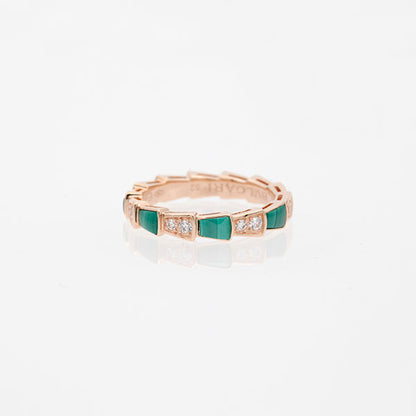 [Bloom]SERPENTI RING PINK GOLD MALACHITE DIAMOND 3MM