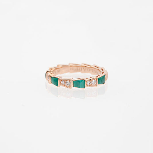 [Bloom]SERPENTI RING PINK GOLD MALACHITE DIAMOND 3MM