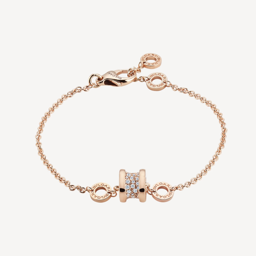 [Bloom]ZERO 1 SOFT PINK GOLD WITH PAVED DIAMONDS ON THE SPIRAL BRACELET