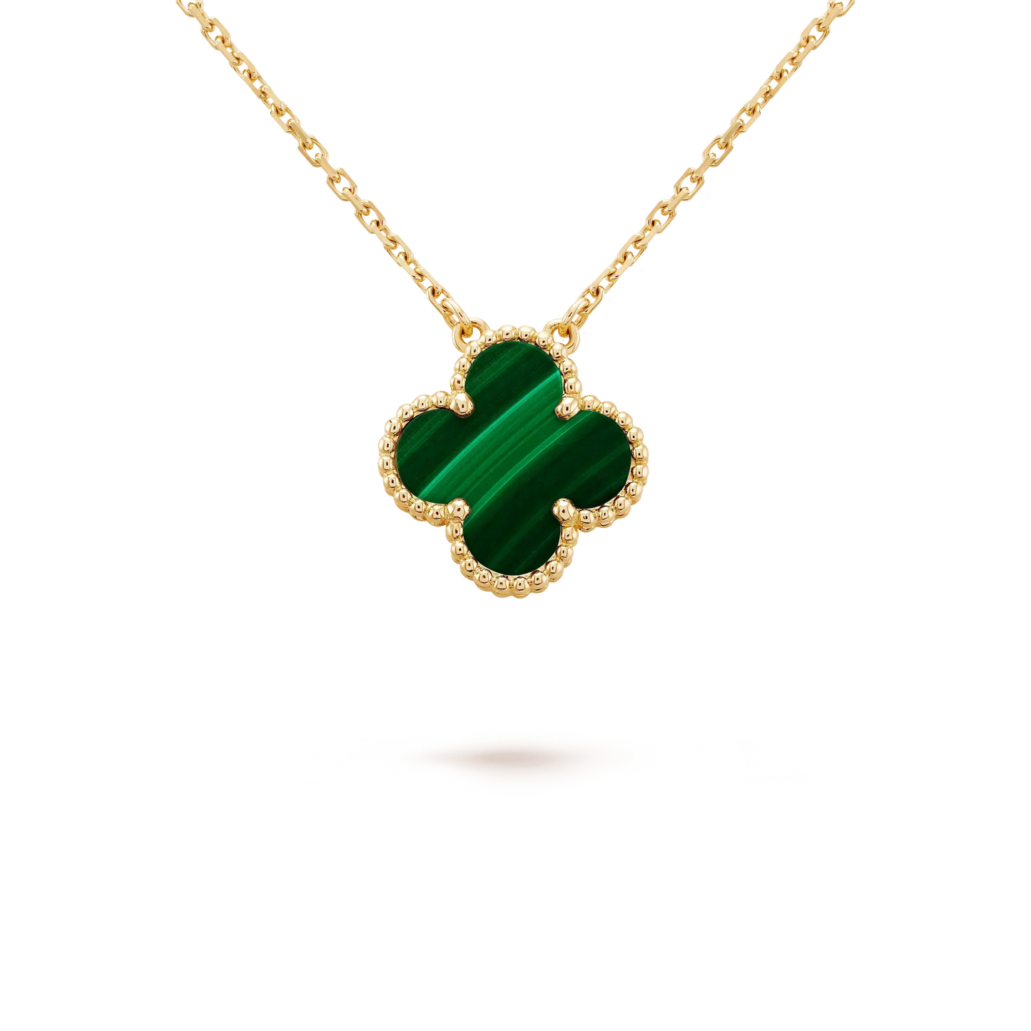 [Bloom]CLOVER 15MM MALACHITE SINGLE FLOWER  NECKLACE