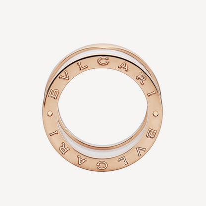 [Bloom]ZERO 1 FOUR-BAND LOOPS AND WHITE CERAMIC SPIRAL PINK GOLD RING