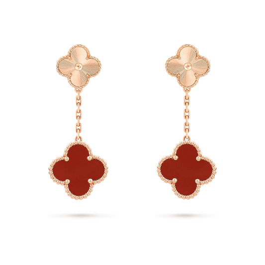 [Bloom]CLOVER 2 MOTIF  LASER CARNELIAN EARRINGS