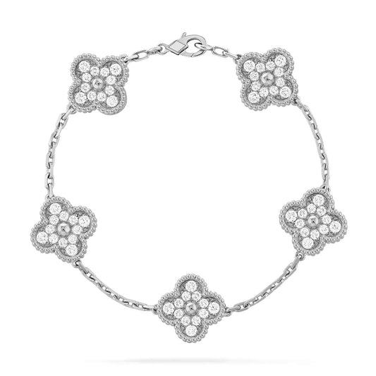 [Bloom]CLOVER 5 MOTIFS  DIAMOND BRACELET SILVER