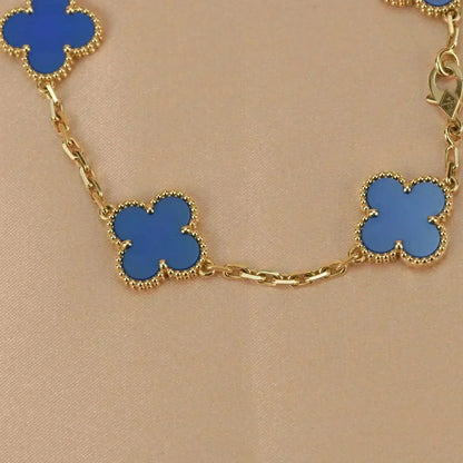 [Bloom]CLOVER 5 MOTIFS BLUE AGATE BRACELET