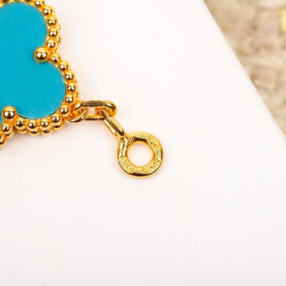 [Bloom]CLOVER 5 MOTIF TURQUOISE DIAMOND GOLD BRACELET