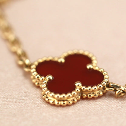 [Bloom]CLOVER 5 MOTIFS RED AGATE  BRACELET