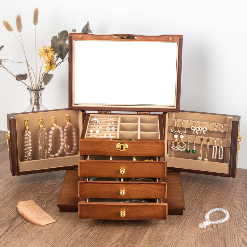 JEWELRY STORAGE BOX MULTI-LAYER LARGE CAPACITY WOODEN JEWELRY BOX