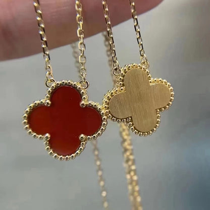 [Bloom]CLOVER 15MM CARNELIAN SINGLE FLOWER NECKLACE