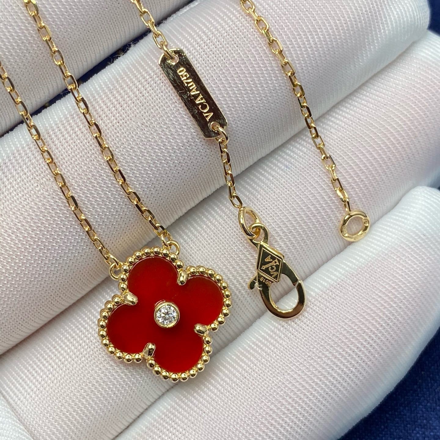 [Bloom]CLOVER 15MM DIAMOND CARNELIAN NECKLACE