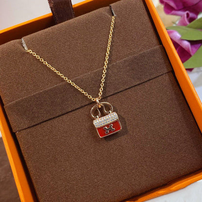 [Bloom]CONSTANCE RED PEDANT PINK GOLD NECKLACE