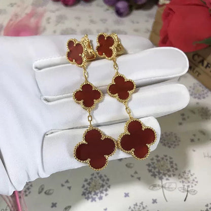 [Bloom]CLOVER 3 MOTIF CARNELIAN DROP EARRINGS