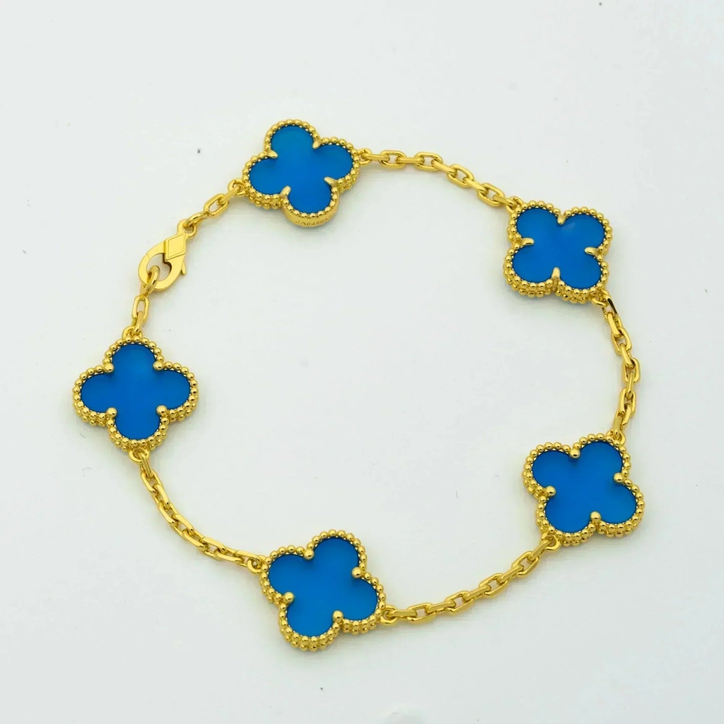 [Bloom]CLOVER 5 MOTIFS BLUE AGATE BRACELET