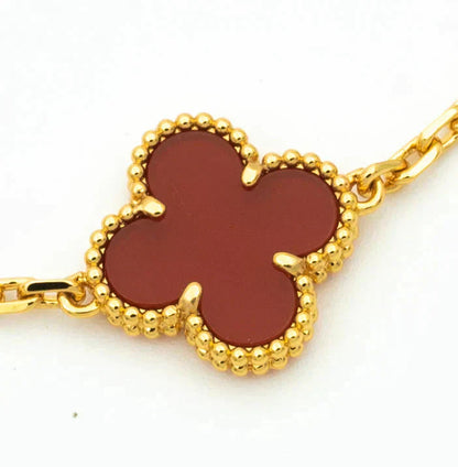 [Bloom]CLOVER 5 MOTIFS CARNELIAN DIAMOND BRACELET