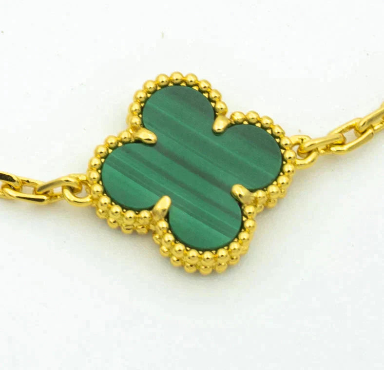 [Bloom]CLOVER  5 MOTIF MALACHITE DIAMOND BRACELET