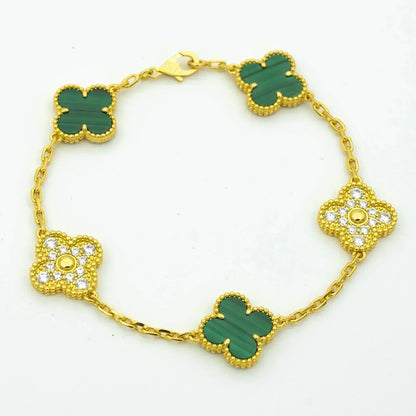 [Bloom]CLOVER  5 MOTIF MALACHITE DIAMOND BRACELET