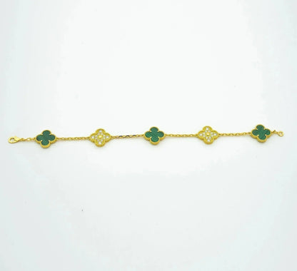 [Bloom]CLOVER  5 MOTIF MALACHITE DIAMOND BRACELET