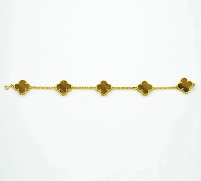 [Bloom]CLOVER  5 MOTIFS TIGER EYE BRACELET