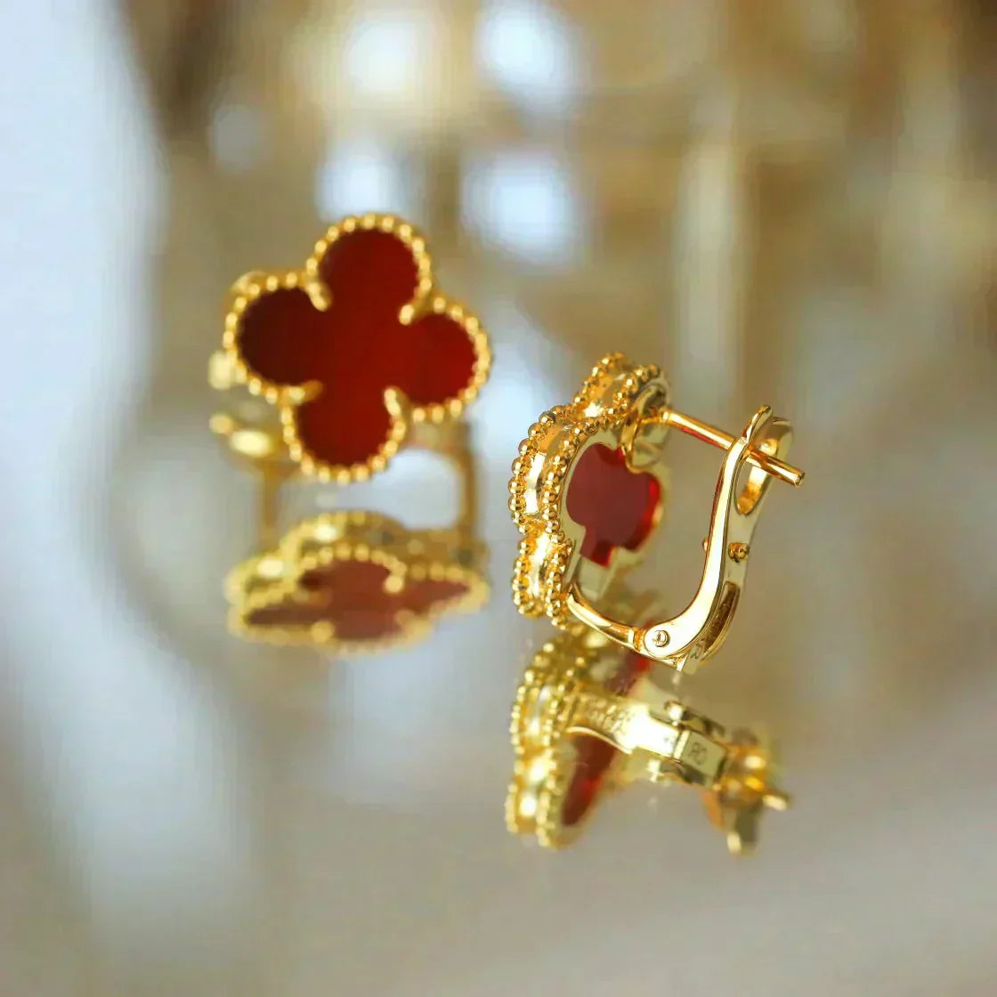 [Bloom]CLOVER MEDIUM 1 MOTIFS CARNELIAN  EARRINGS