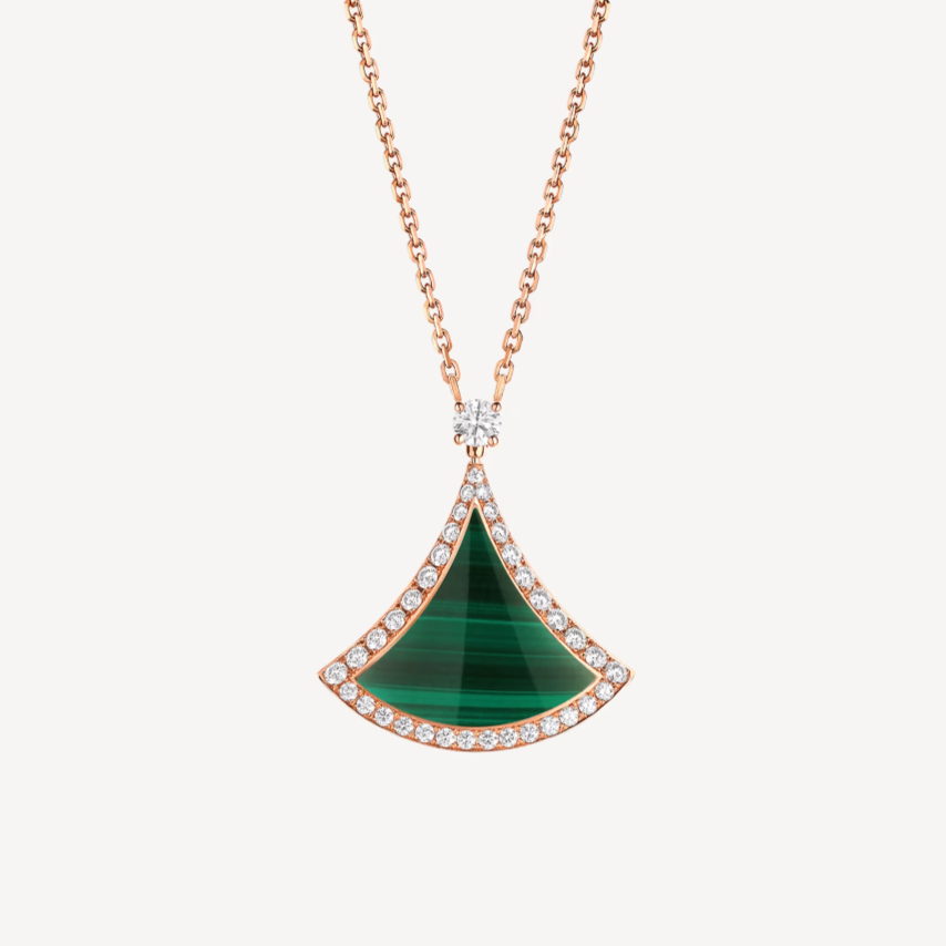 [Bloom]DREAM MALACHITE DIAMOND PAVED PINK GOLD NECKLACE