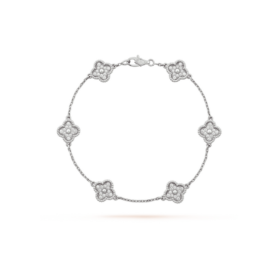 [Bloom]CLOVER 6 MOTIF SILVER DIAMOND BRACELET