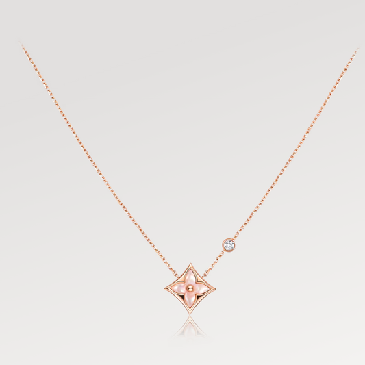 [Bloom]STAR PINK MOP 1 DIAMOND PINK GOLD NECKLACE