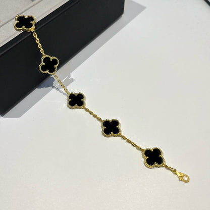 [Bloom]CLOVER  5 MOTIFS BLACK ONYX BRACELET