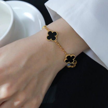 [Bloom]CLOVER  5 MOTIFS BLACK ONYX BRACELET