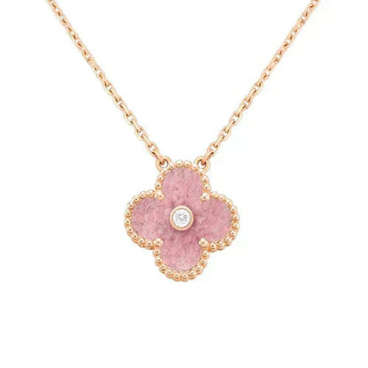 [Bloom]CLOVER 15MM DIAMOND RHODONITE NECKLACE