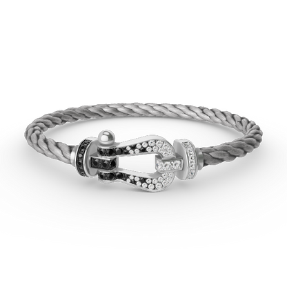 [Bloom]FORCE LARGE HORSESHOE BLACK WHITE DIAMOND BRACELET SILVER