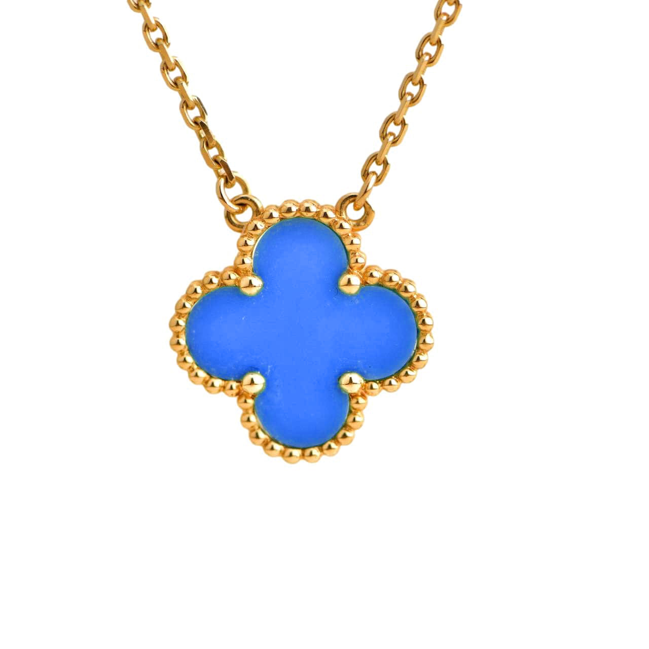 [Bloom]CLOVER 15MM BLUE AGATE NECKLACE