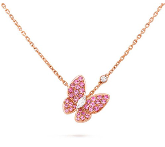 [Bloom]BUTTERFLY RED DIAMOND ROSE GOLD NECKLACE