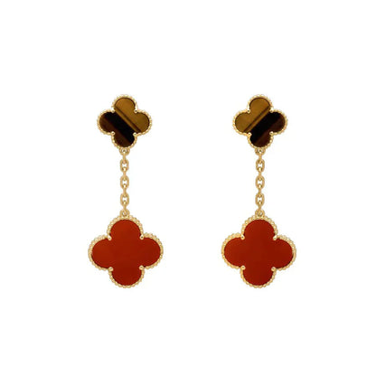 [Bloom]CLOVER  2 MOTIF  TIGER EYE CARNELIAN EARRINGS